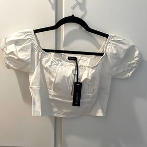 White Crop Top with Zipper Detail - COTTON ON (S)